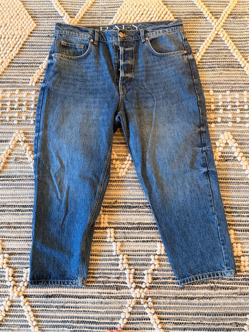 Raey Double Relaxed Mid Blue Straight-Leg Jeans